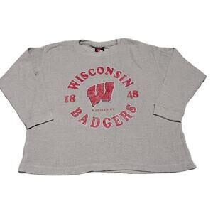 VINTAGE WISCONSIN BADGER Sweater XXLarge Sweatshirt Football TSi Mens Gray